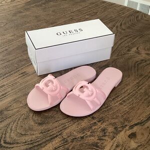Guess Light Pink Logo Slide Sandals